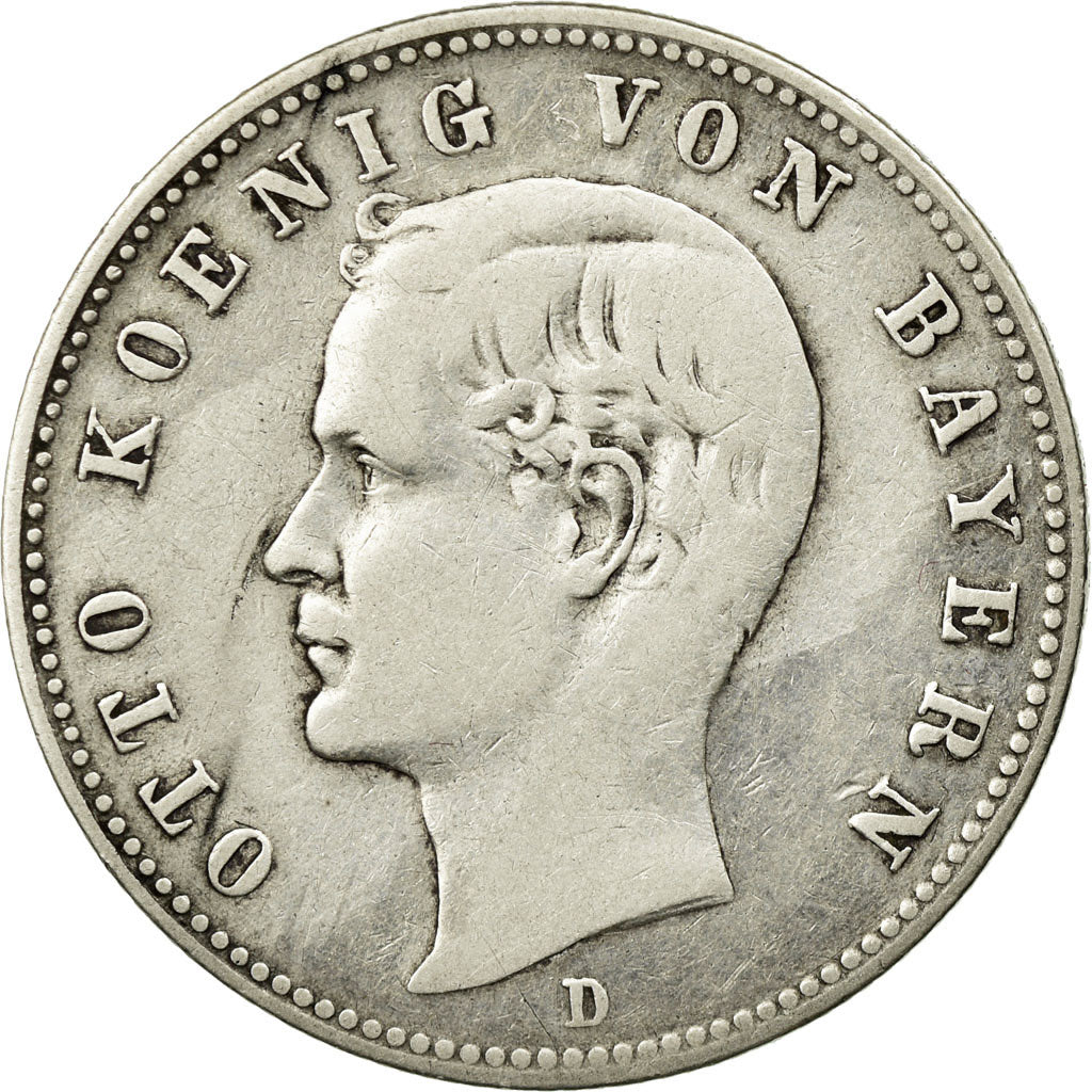 Coin, German States, BAVARIA, Otto, 2 Mark, 1896, Munich, VF(30-35), Silver