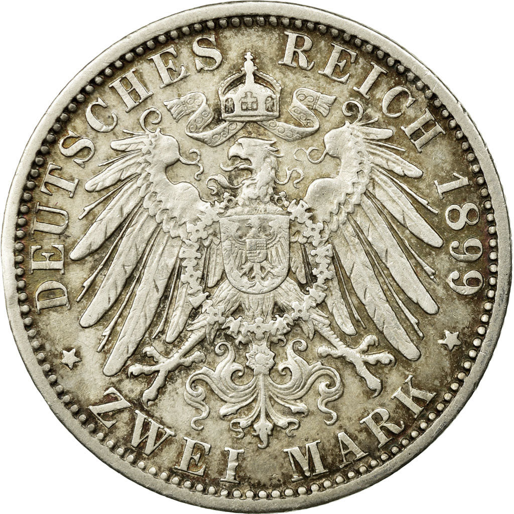 Coin, German States, BAVARIA, Otto, 2 Mark, 1899, Munich, EF(40-45), Silver