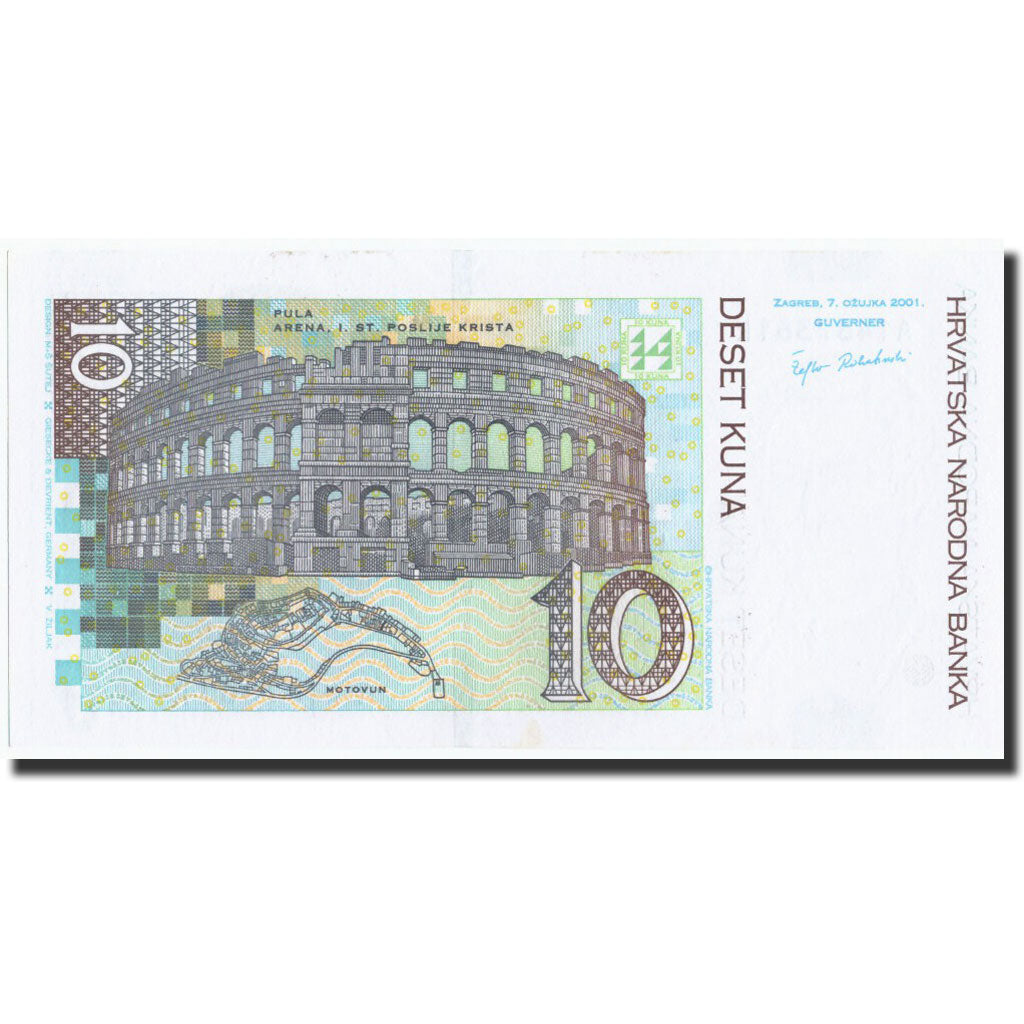Billet, Croatie, 10 Kuna, 2001, 2001-03-07, KM:38, NEUF