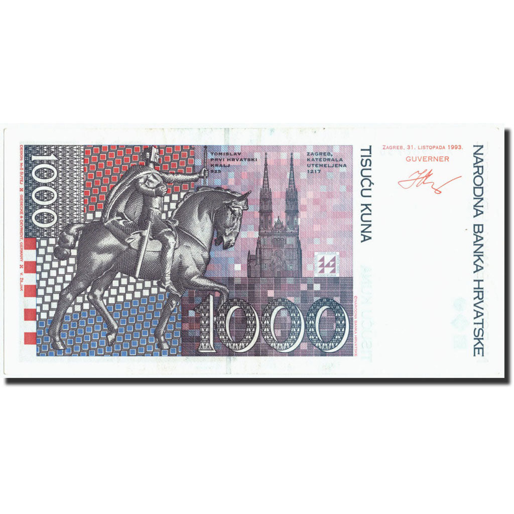 Banknote, Croatia, 1000 Kuna, 1993, 1993-10-31, KM:35a, AU(50-53)