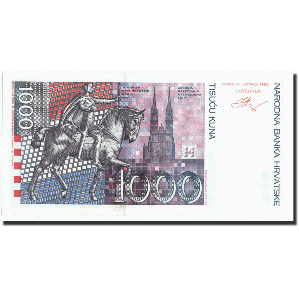 Banknote, Croatia, 1000 Kuna, 1993, 1993-10-31, KM:35a, AU(50-53)