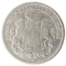 GERMAN STATES, 2 Mark, 1876, Hambourg, KM #604, VF(20-25), Silver, 10.80