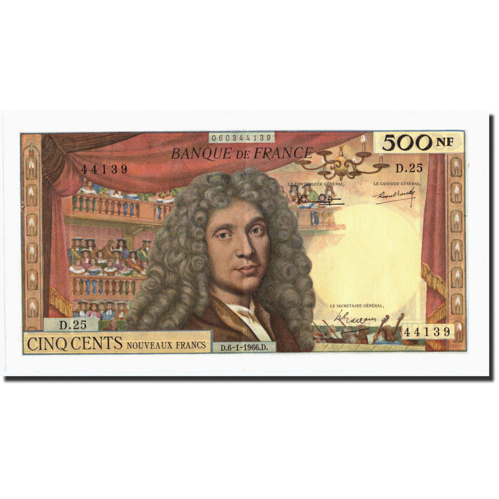 Banconote, Francia, 500 Nouveaux Francs, 500 NF 1959-1966 ''Molière'', 1966
