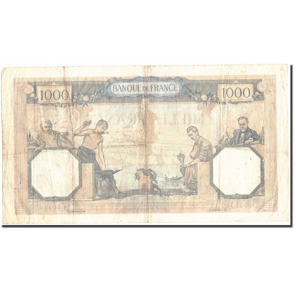 Francia, 1000 Francs, 1 000 F 1927-1940 ''Cérès et Mercure'', 1938, KM:90c