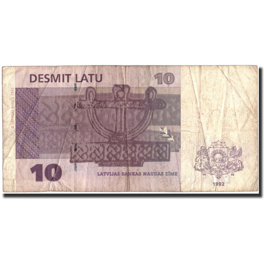 Latvia, 10 Latu, 1992, 1992, KM:44, VF(20-25)