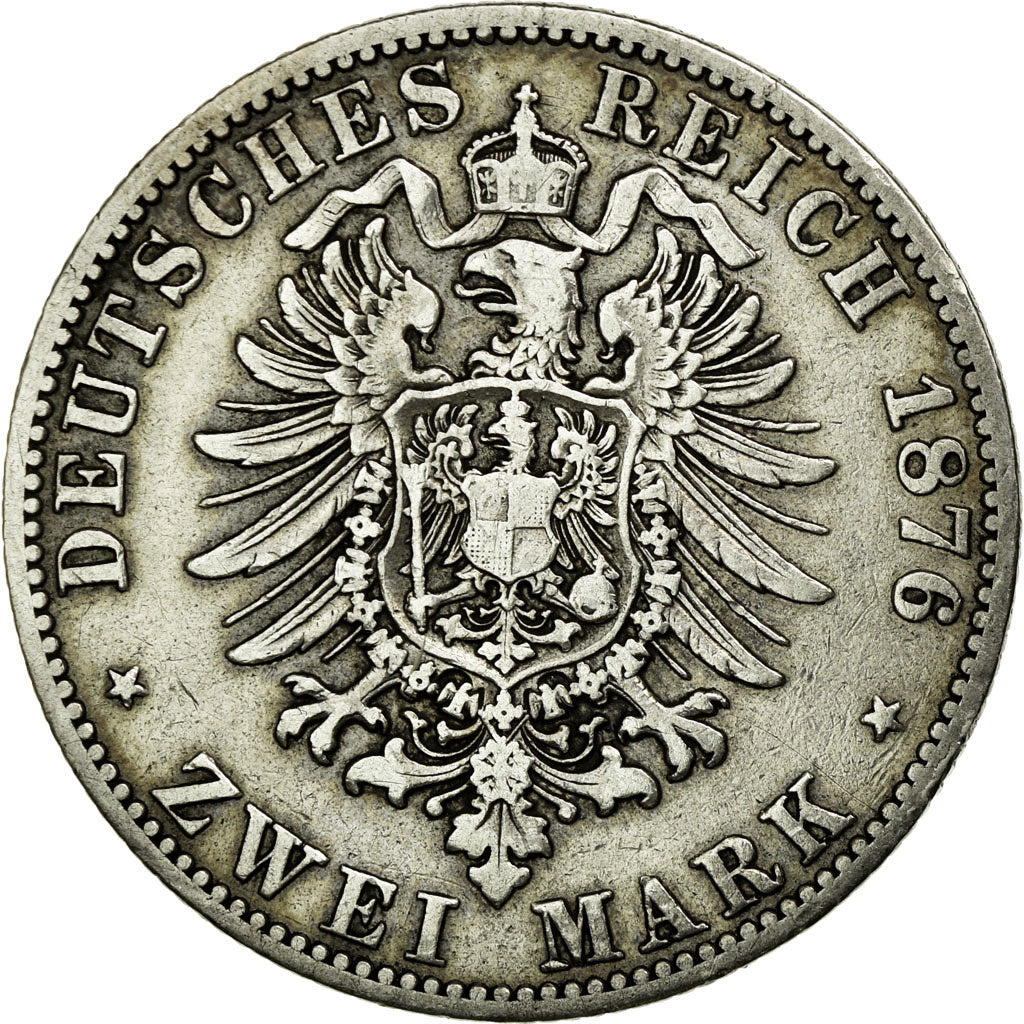 Coin, German States, PRUSSIA, Wilhelm I, 2 Mark, 1876, Hannover, EF(40-45)