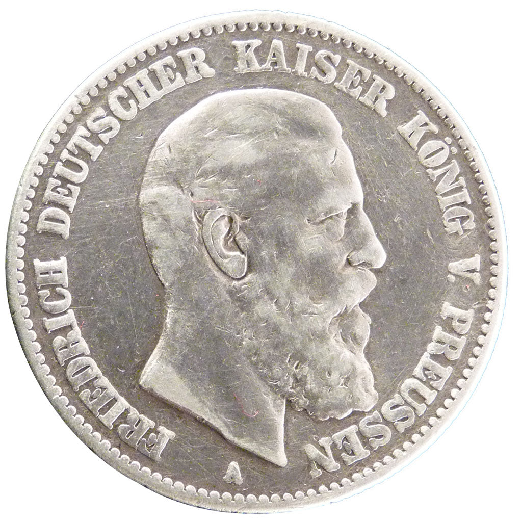 GERMAN STATES, 2 Mark, 1888, Berlin, KM #510, VF(30-35), Silver, 10.90
