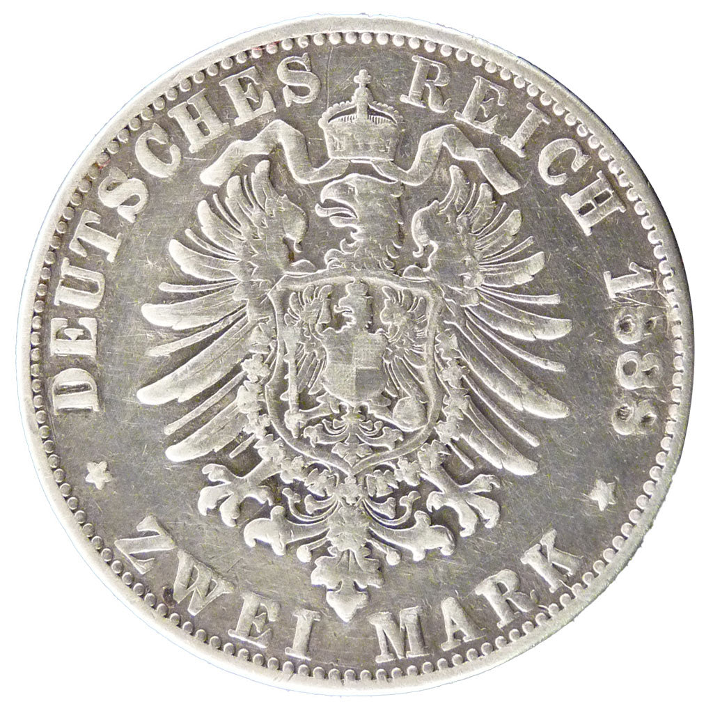 GERMAN STATES, 2 Mark, 1888, Berlin, KM #510, VF(30-35), Silver, 10.90