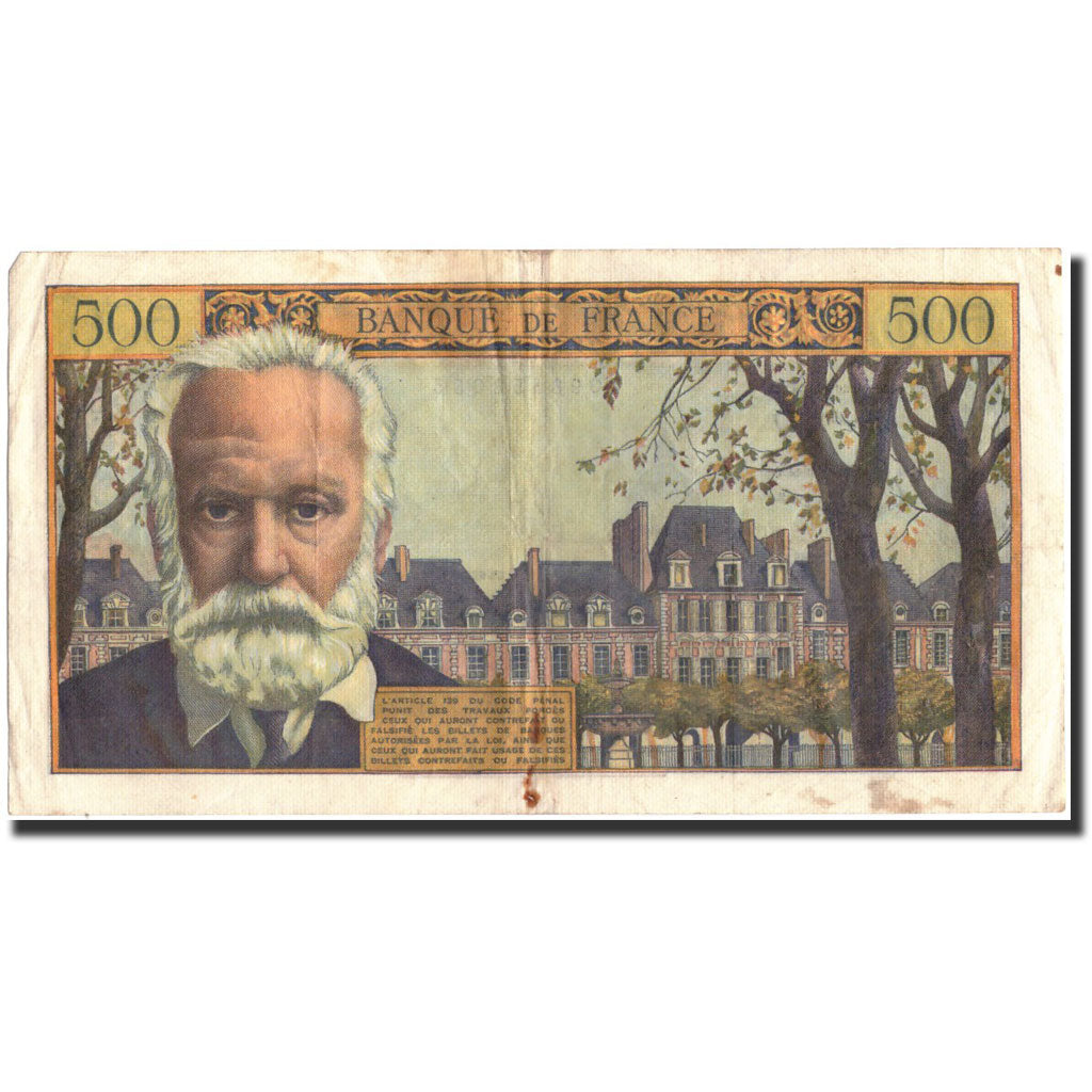 Geldschein, Frankreich, 500 Francs, 500 F 1954-1958 ''Victor Hugo'', 1954