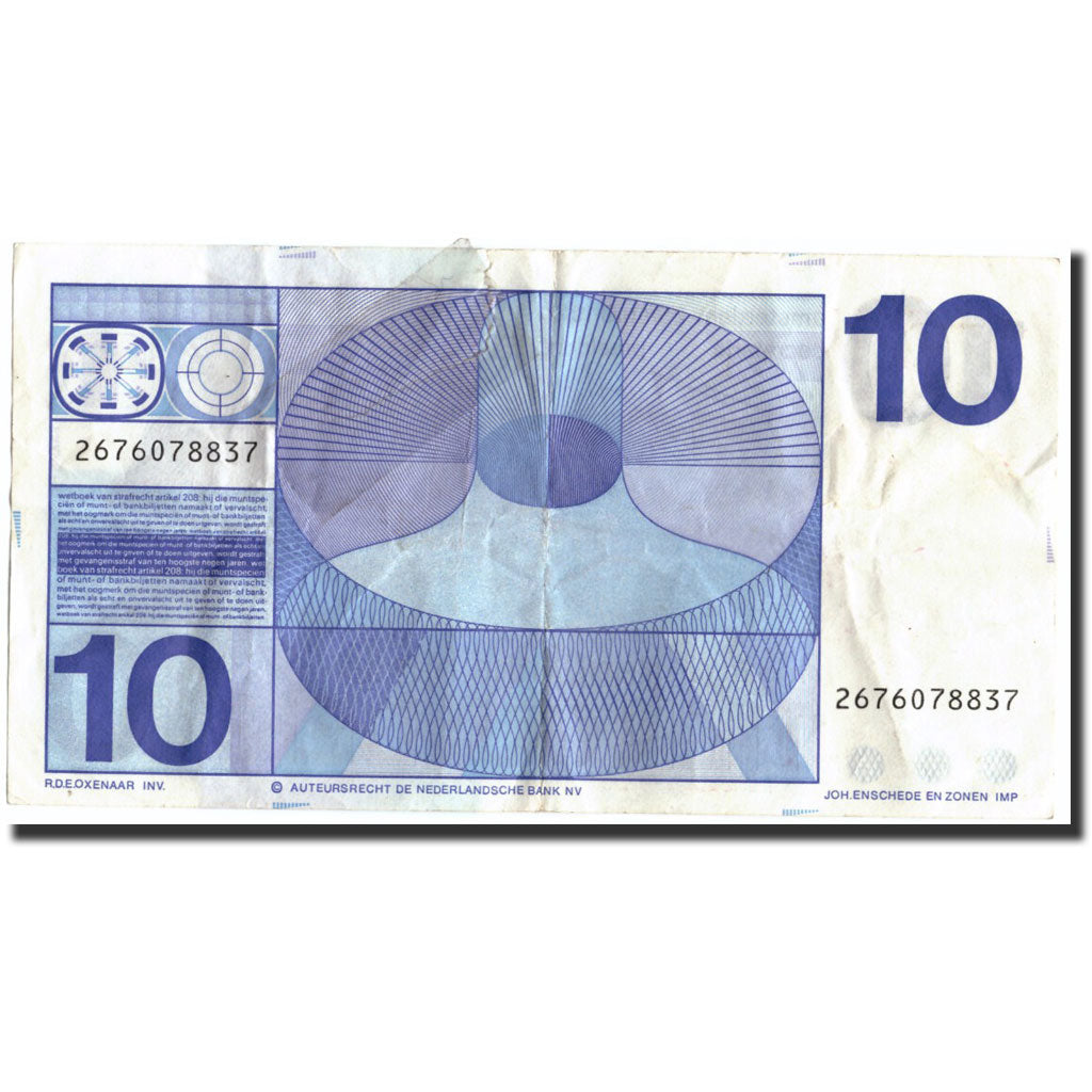 Banknote, Netherlands, 10 Gulden, 1968, 1968-04-25, KM:91b, VF(30-35)