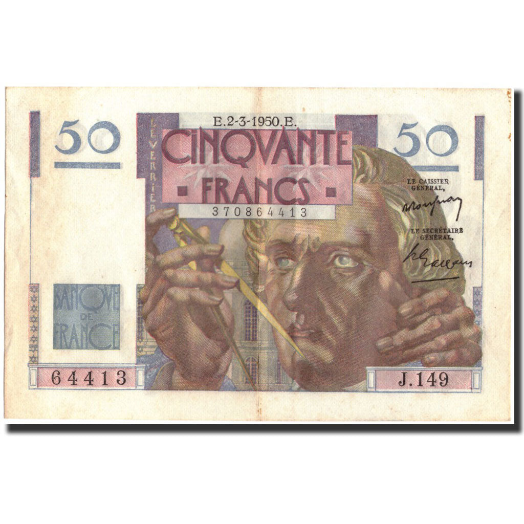 Billete, Francia, 50 Francs, 50 F 1946-1951 ''Le Verrier'', 1950, 1950-03-02