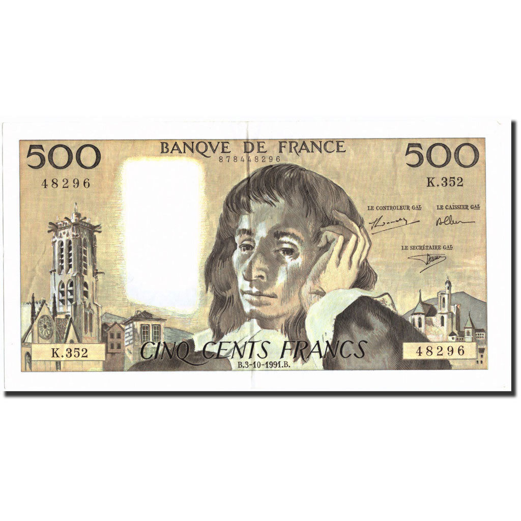 Banknote, France, 500 Francs, 500 F 1968-1993 ''Pascal'', 1991, 1991-10-03