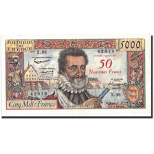 Billet, France, 50 Nouveaux Francs on 5000 Francs, 1955-1959 Overprinted with
