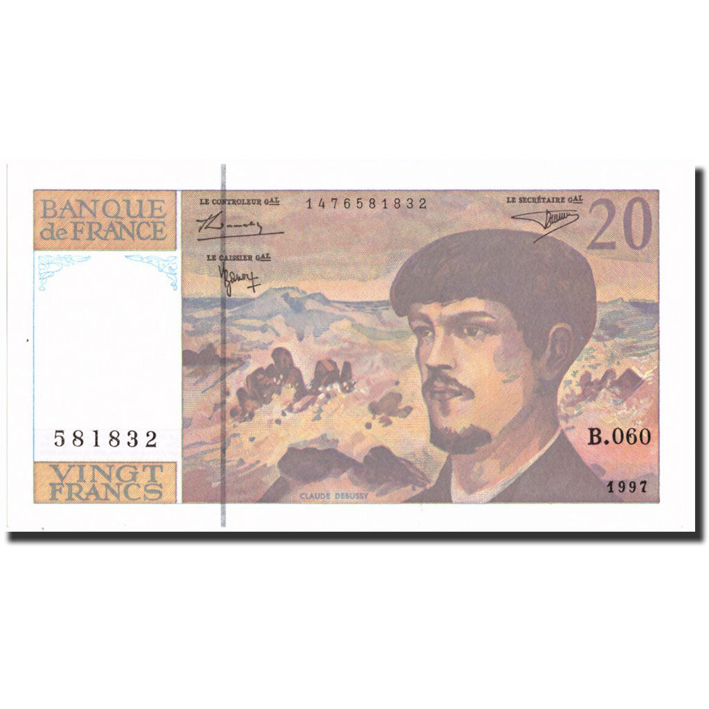 France, 20 Francs, 20 F 1980-1997 ''Debussy'', 1997, KM:151i, 1997, UNC(64)