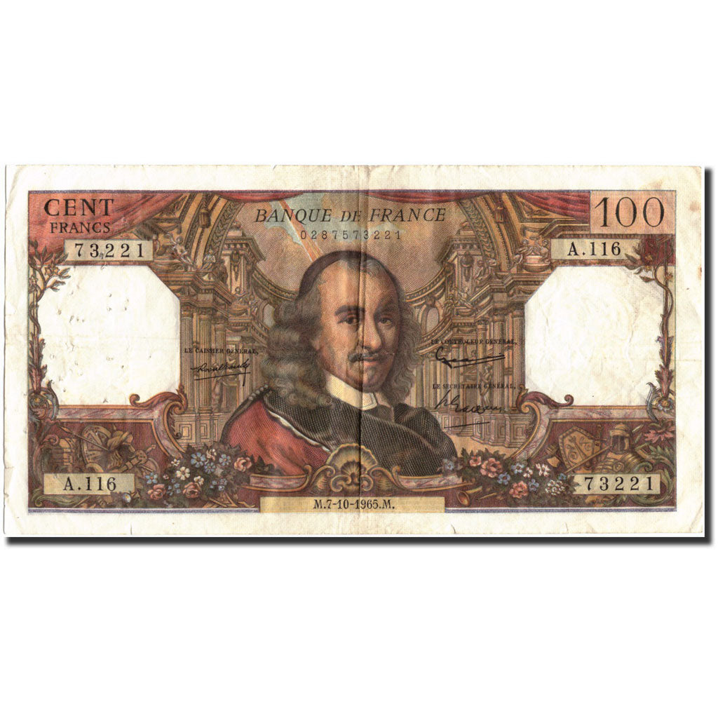 Banknote, France, 100 Francs, 100 F 1964-1979 ''Corneille'', 1965, 1965-10-07