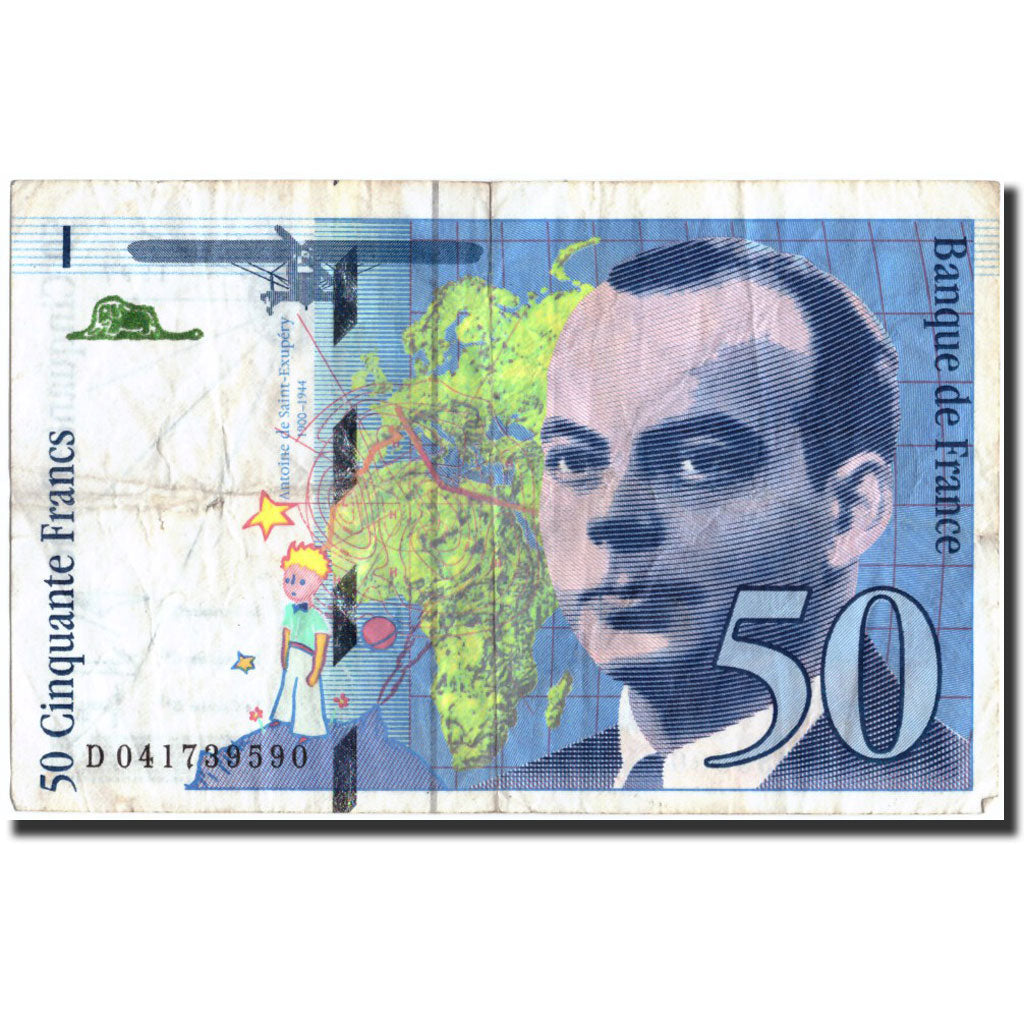 France, 50 Francs, 50 F 1992-1999 ''St Exupéry'', 1997, KM:157Ad, 1997