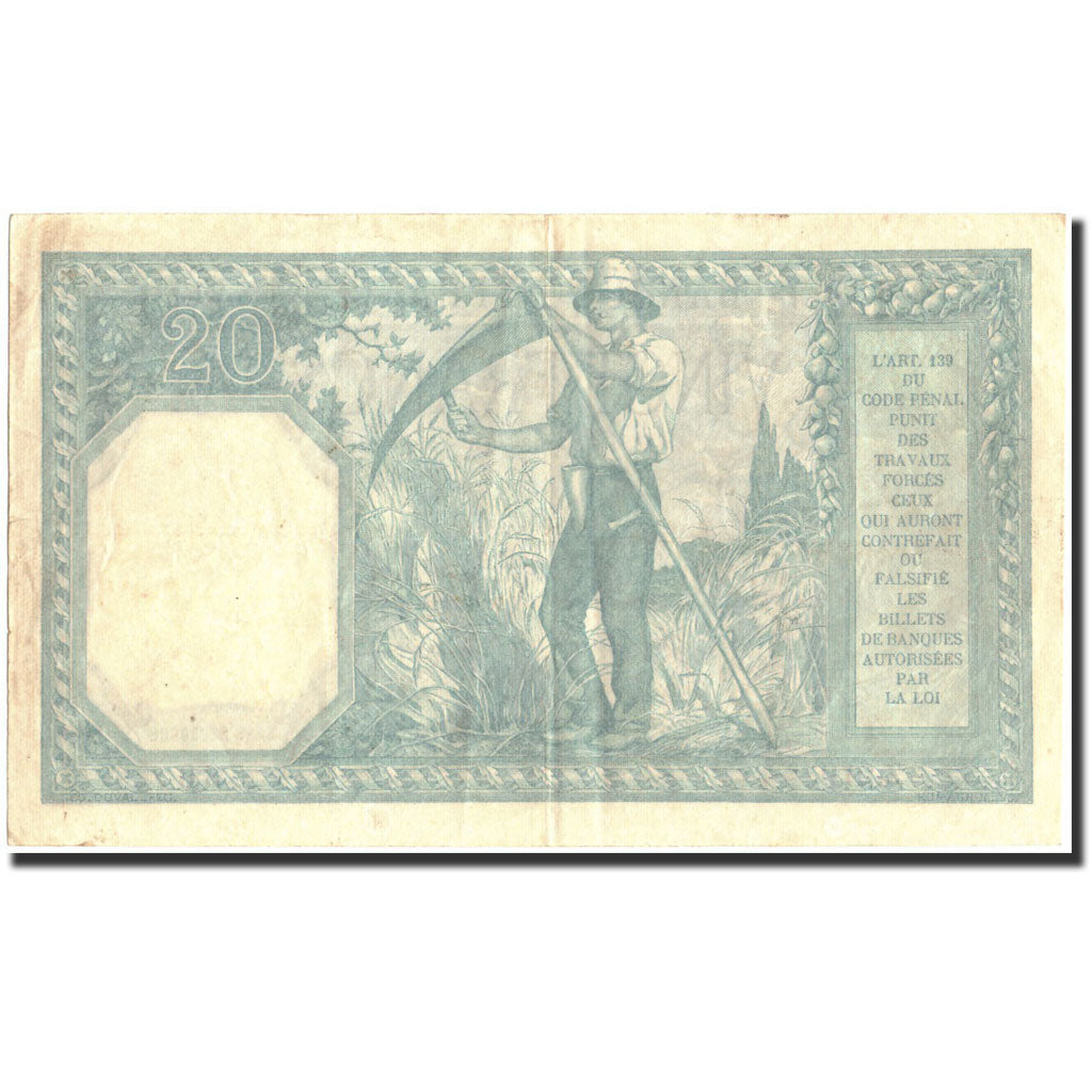Banknote, France, 20 Francs, 20 F 1916-1919 ''Bayard'', 1916, 1916-08-03