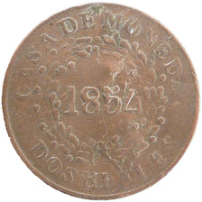 ARGENTINA, 2 Reales, 1854, KM #9, VF(20-25), Copper, 31-32, 7.10