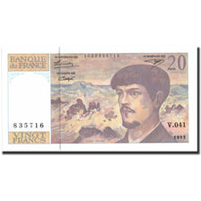 France, 20 Francs, 20 F 1980-1997 ''Debussy'', 1993, KM:151g, 1993, UNC(63)