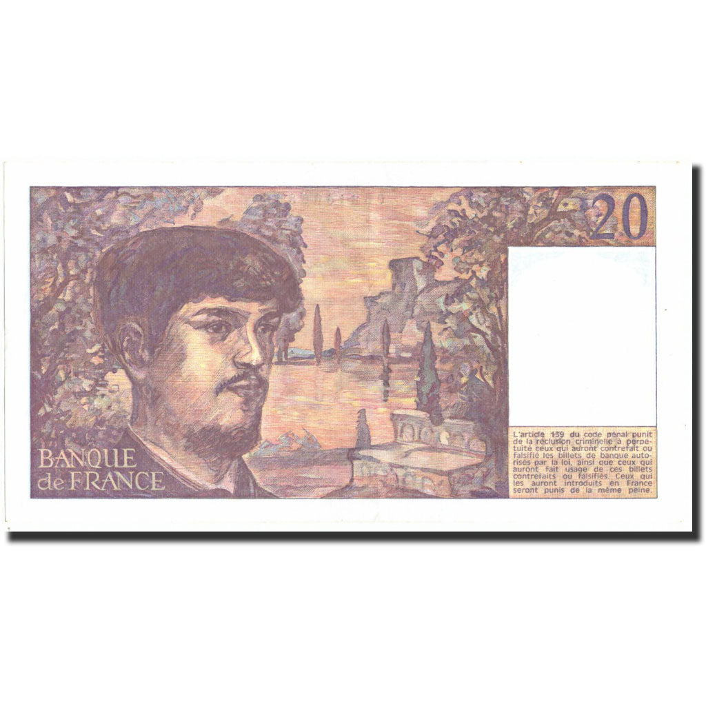 France, 20 Francs, 20 F 1980-1997 ''Debussy'', 1987, KM:151b, 1987, AU(55-58)