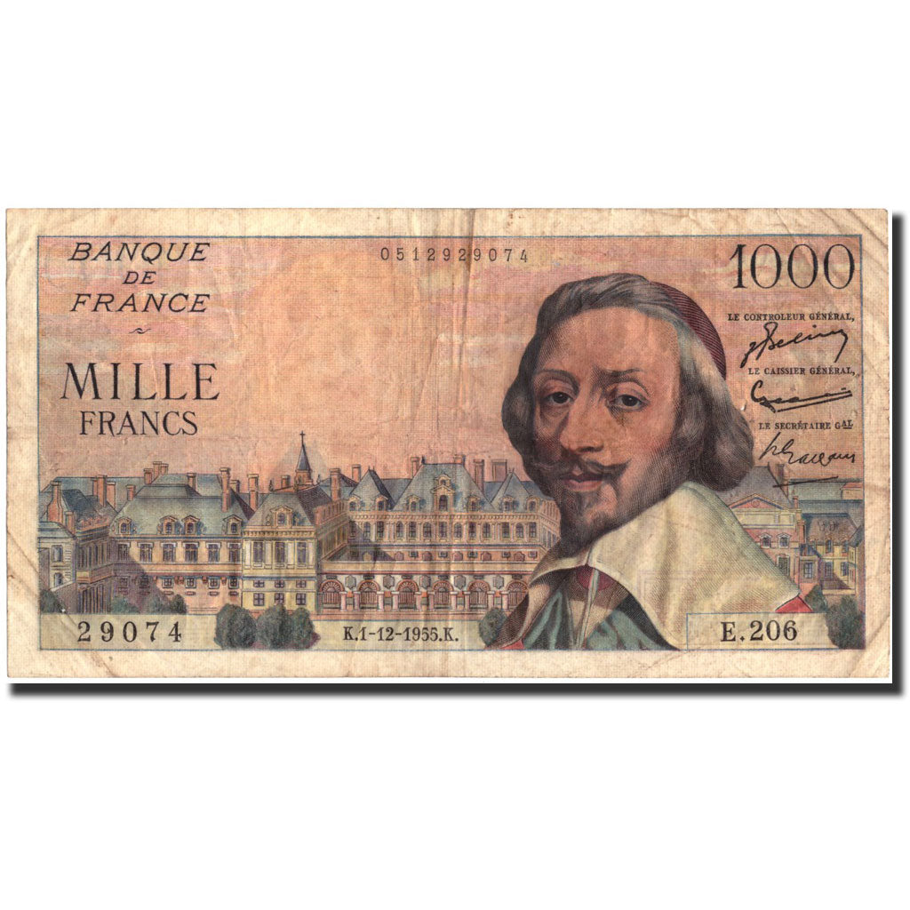 Frankrijk, 1000 Francs, 1 000 F 1953-1957 ''Richelieu'', 1955, 1955-12-01, TB