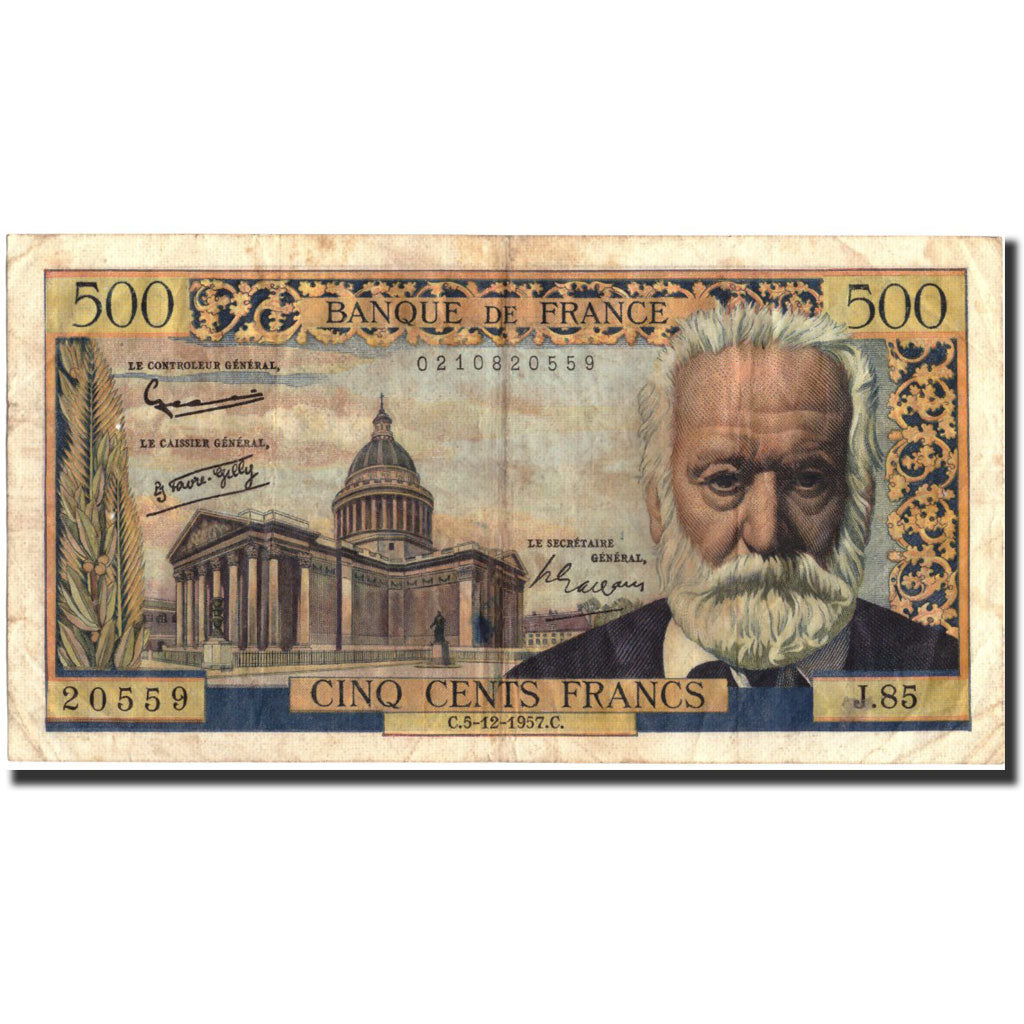 France, 500 Francs, 500 F 1954-1958 ''Victor Hugo'', 1957, 1957-12-05