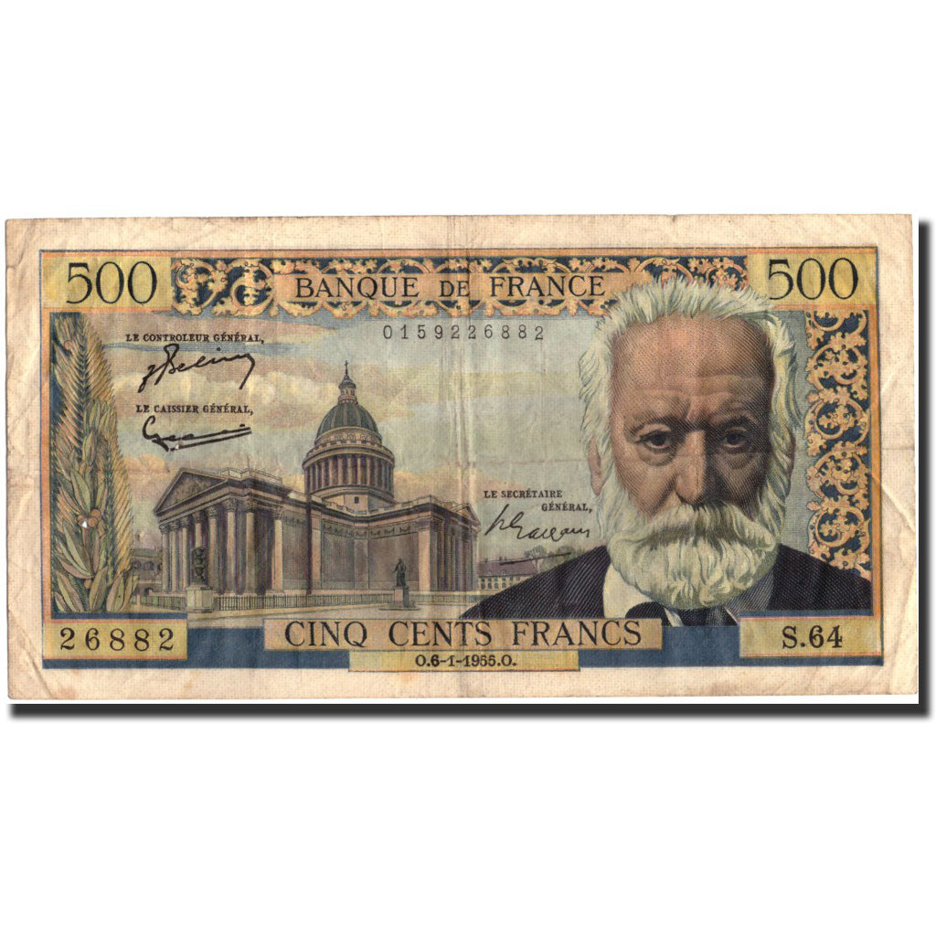 Frankreich, 500 Francs, 500 F 1954-1958 ''Victor Hugo'', 1955, KM:133a