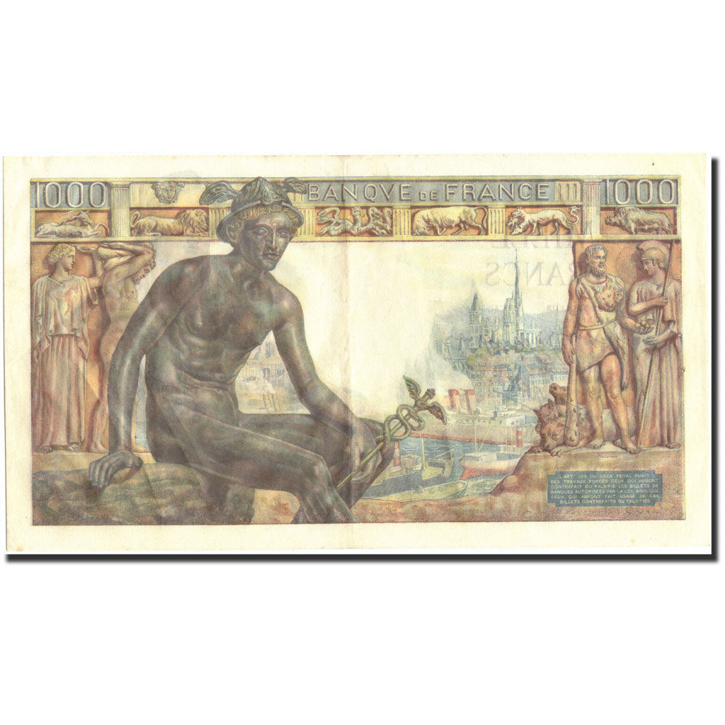 France, 1000 Francs, 1 000 F 1942-1943 ''Déesse Déméter'', 1943, KM:102