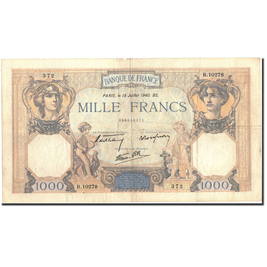 Frankreich, 1000 Francs, 1 000 F 1927-1940 ''Cérès et Mercure'', 1940