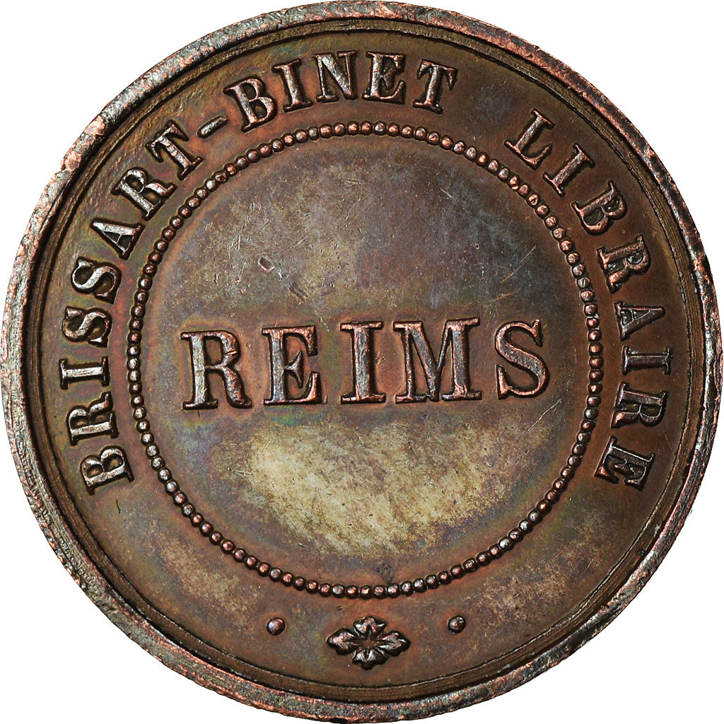 France, Token, Brissart-Binet, Libraire, Reims, Garnier, MS(60-62), Copper