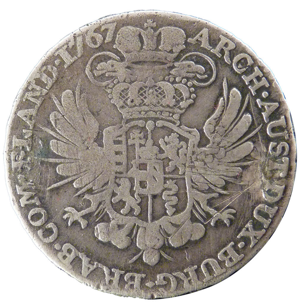 Belgium, 1/2 Kronenthaler, 1767, Brussels, KM #19, VF(20-25), Silver, 14.30