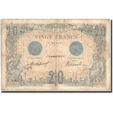 France, 5 Francs, 20 F 1905-1913 ''Bleu'', 1912, 1912-11-18, VF(20-25)