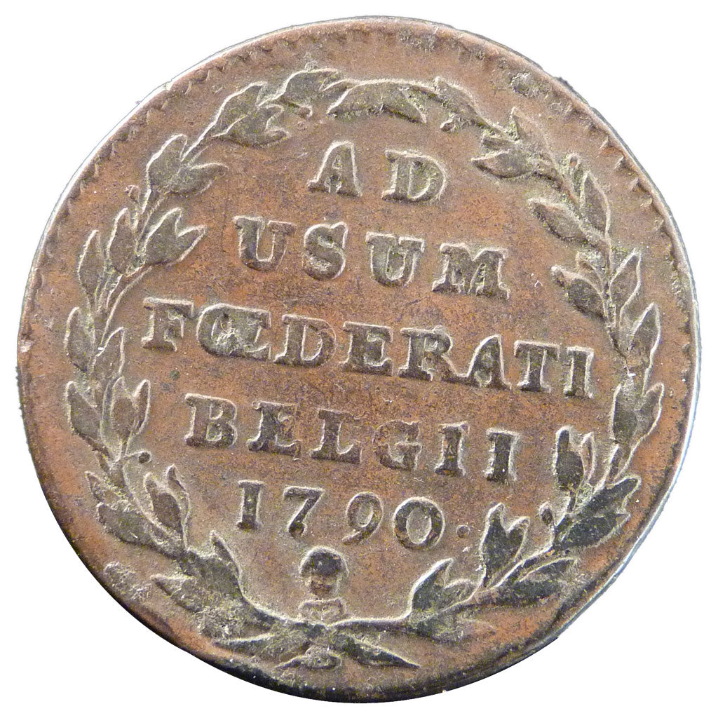 Belgium, 2 Liards, 1790, Brussels, KM #45, VF(20-25), Copper, 7.20