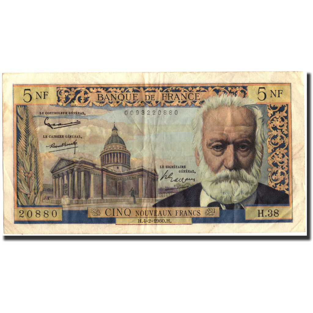 France, 5 Nouveaux Francs, 5 NF 1959-1965 ''Victor Hugo'', 1960, 1960-02-04
