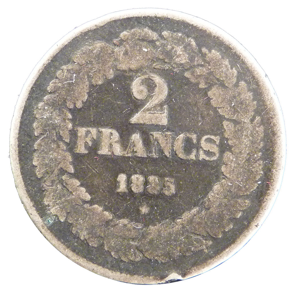BELGIUM, 2 Francs, 2 Frank, 1835, KM #9.2, F(12-15), Silver, 9.30