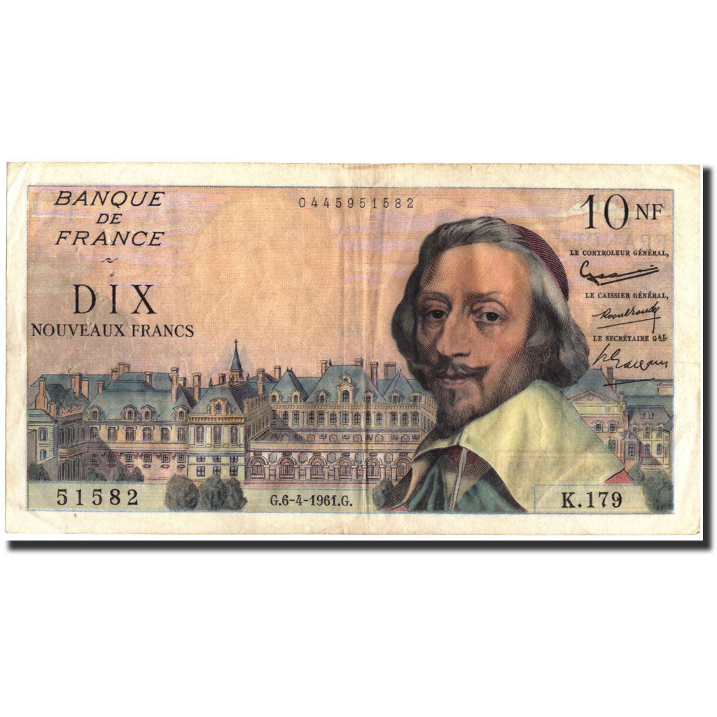 France, 10 Nouveaux Francs, 10 NF 1959-1963 ''Richelieu'', 1961, 1961-04-06