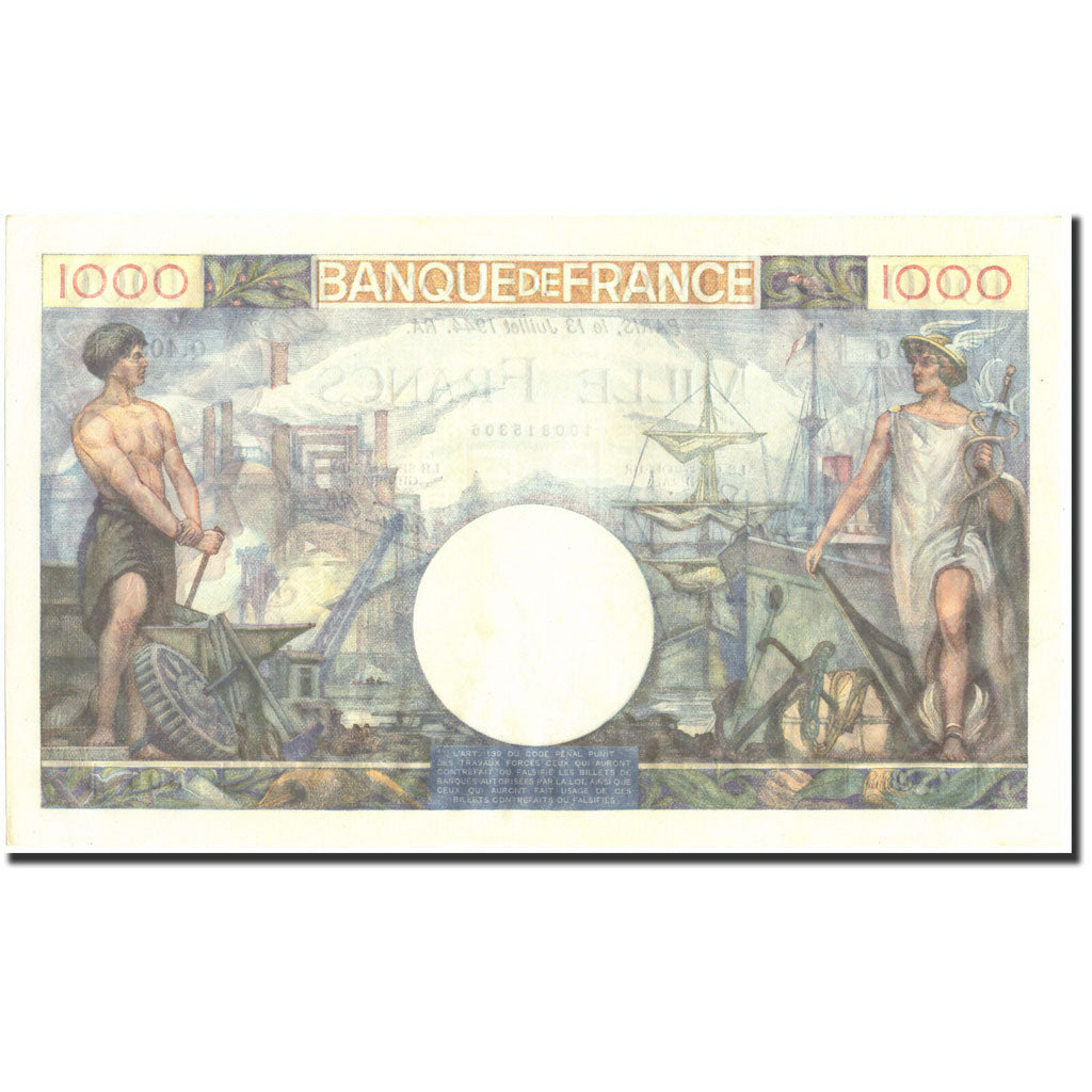 Francia, 1000 Francs, 1 000 F 1940-1944 ''Commerce et Industrie'', 1944