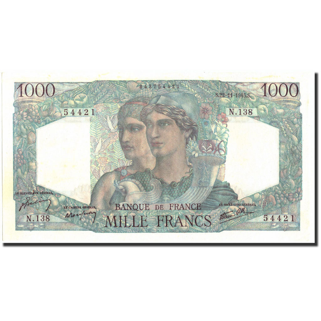 Francia, 1000 Francs, 1 000 F 1945-1950 ''Minerve et Hercule'', 1945