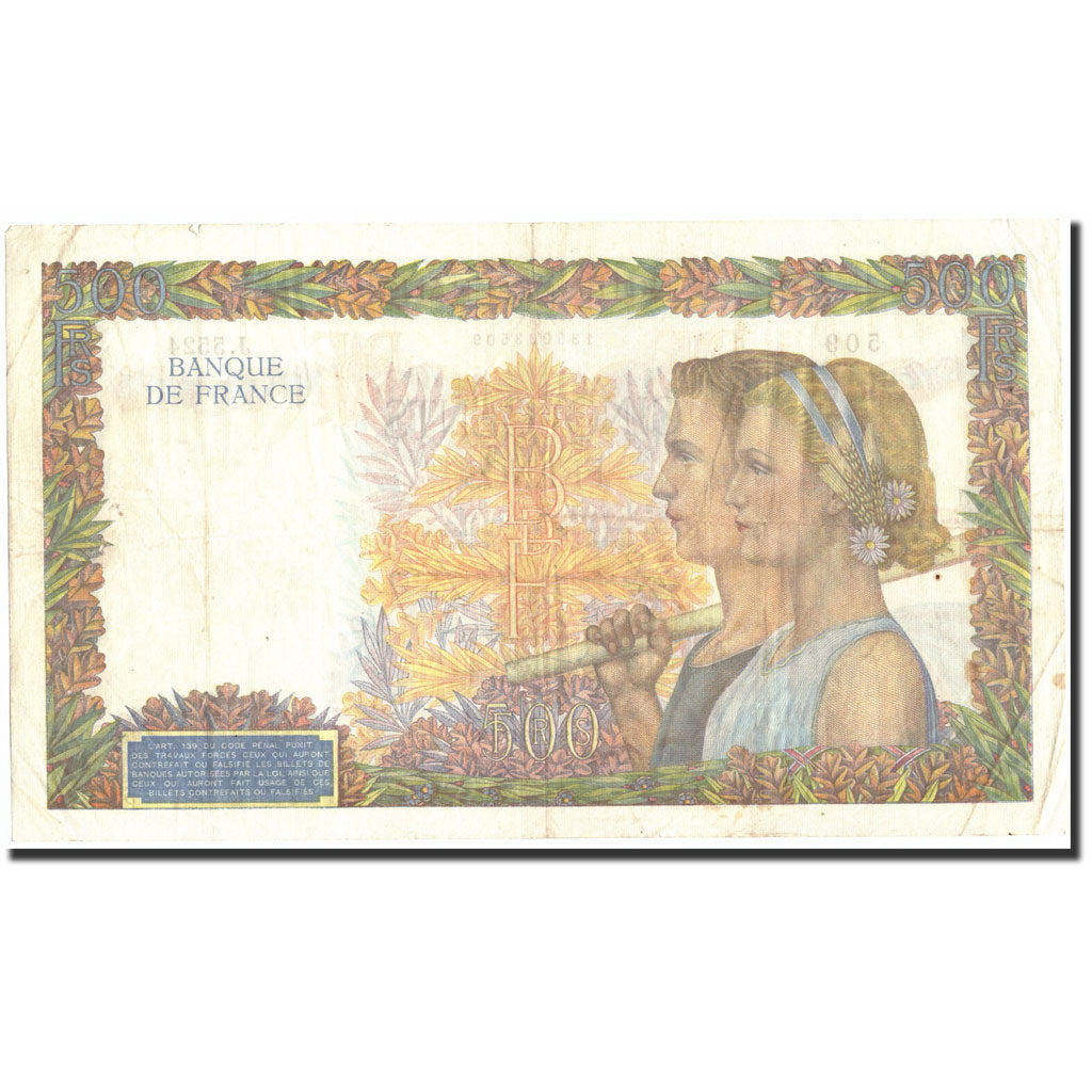 France, 500 Francs, 500 F 1940-1944 ''La Paix'', 1942, 1942-04-09, EF(40-45)