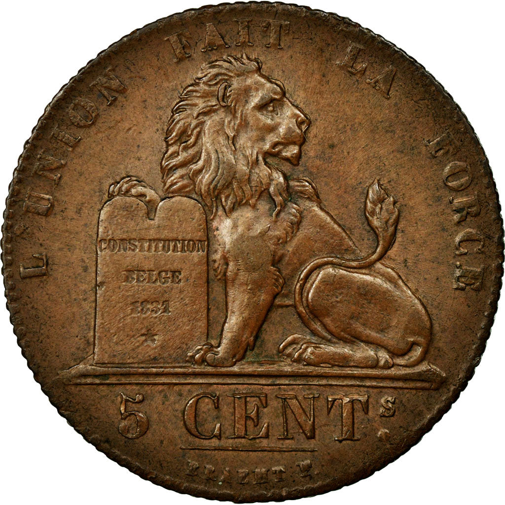 Coin, Belgium, Leopold I, 5 Centimes, 1834, AU(50-53), Copper, KM:5.1