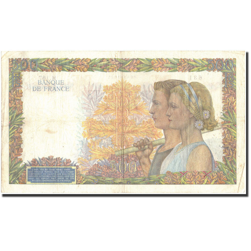 Frankreich, 500 Francs, 500 F 1940-1944 ''La Paix'', 1940, KM:95a, 1940-05-16