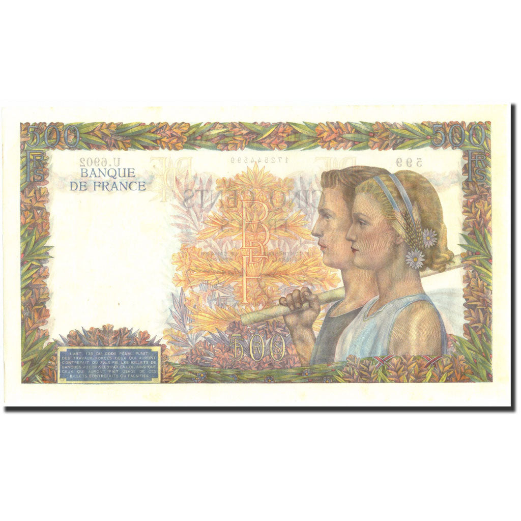 Francia, 500 Francs, 500 F 1940-1944 ''La Paix'', 1942, 1942-10-01, FDS