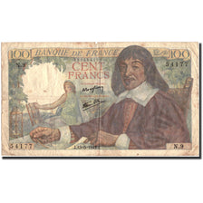 France, 100 Francs, 100 F 1942-1944 ''Descartes'', 1942, KM:101a, 1942-05-15