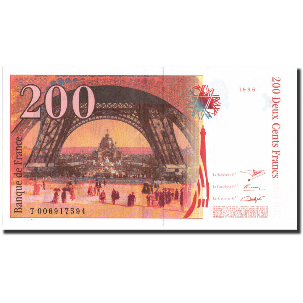 France, 200 Francs, 200 F 1995-1999 ''Eiffel'', 1996, 1996, AU(55-58)