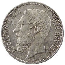 BELGIUM, 2 Francs, 2 Frank, 1867, KM #30.1, AU(50-53), Silver, 9.90