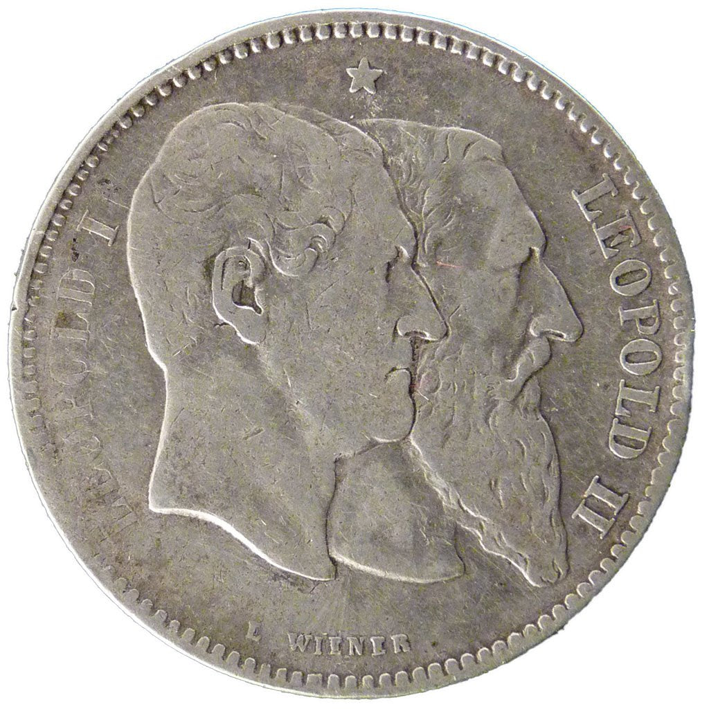 BELGIUM, 2 Francs, 2 Frank, 1880, KM #39, VF(30-35), Silver, 9.80