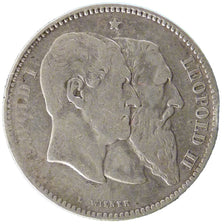 BELGIUM, 2 Francs, 2 Frank, 1880, KM #39, VF(30-35), Silver, 9.80