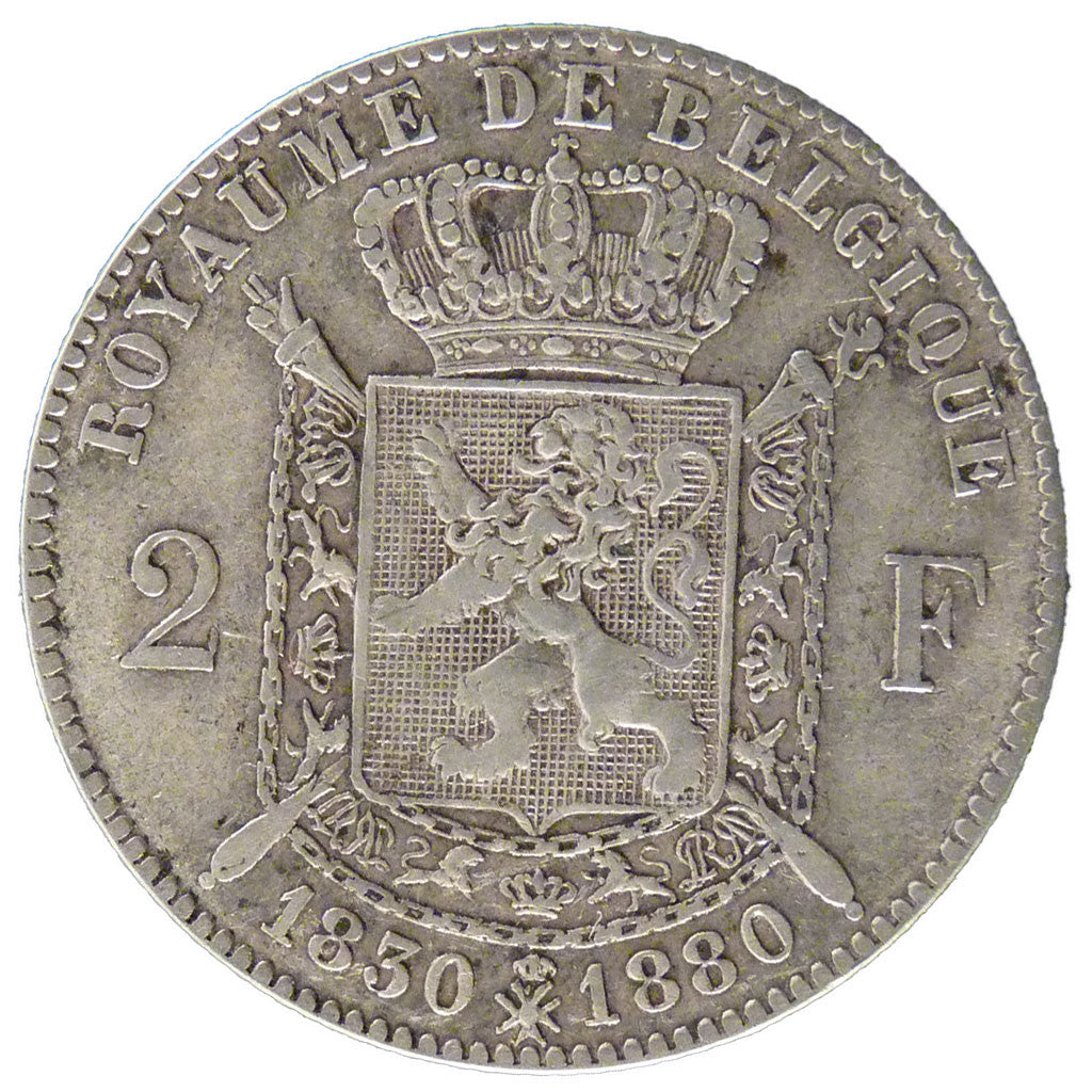 Coin, Belgium, Leopold II, 2 Francs, 2 Frank, 1880, VF(30-35), Silver, KM:39