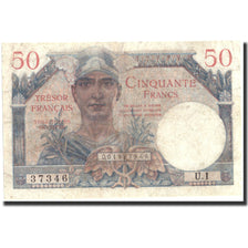 France, 50 Francs, 1947 French Treasury, 1947, 1947, TB, Fayette:VF31.1, KM:M8