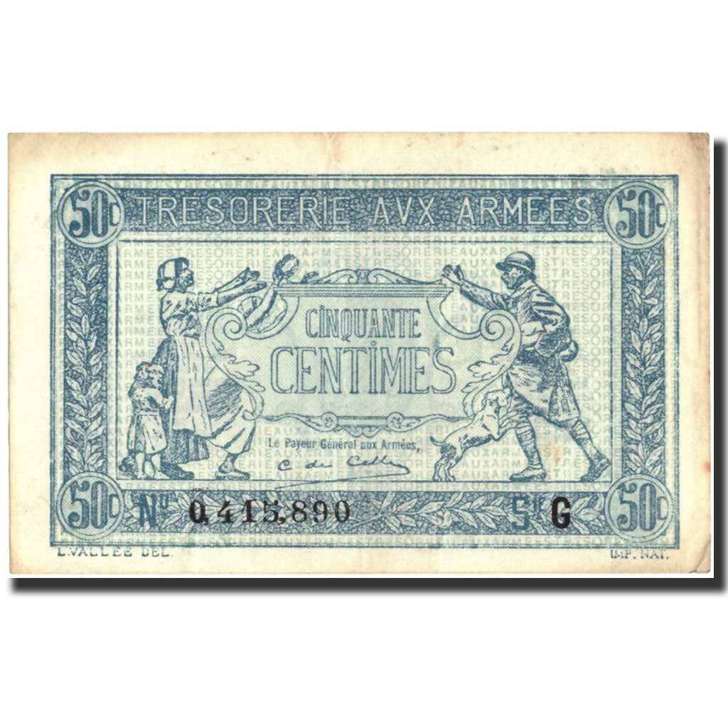 France, 50 Centimes, 1917-1919 Army Treasury, 1917, 1917, EF(40-45)